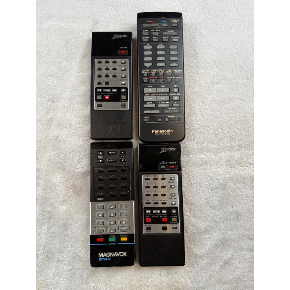 Panasonic Magnavox Zenith AVOX Remote Controls TV VCR Tested Working‎ Set of 4